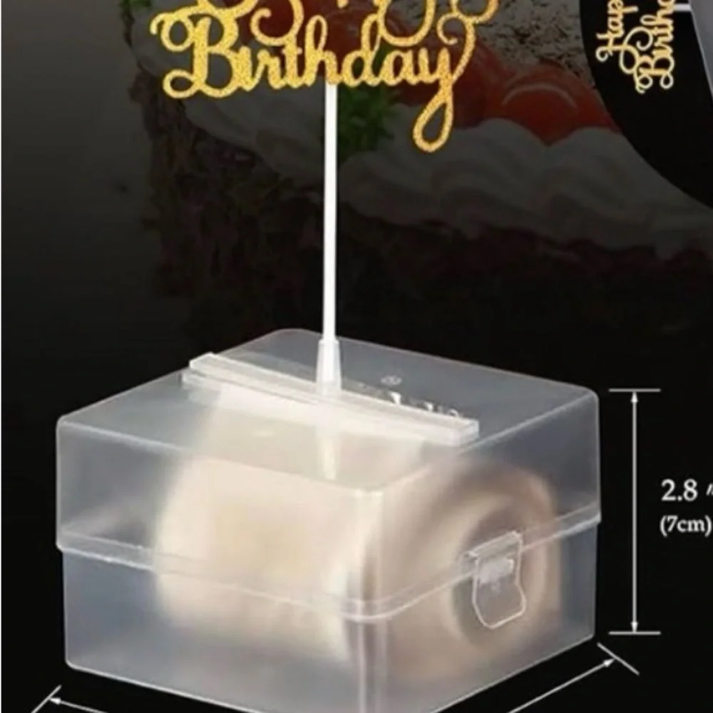 Gold Happy Birthday Cake Topper with Money Box